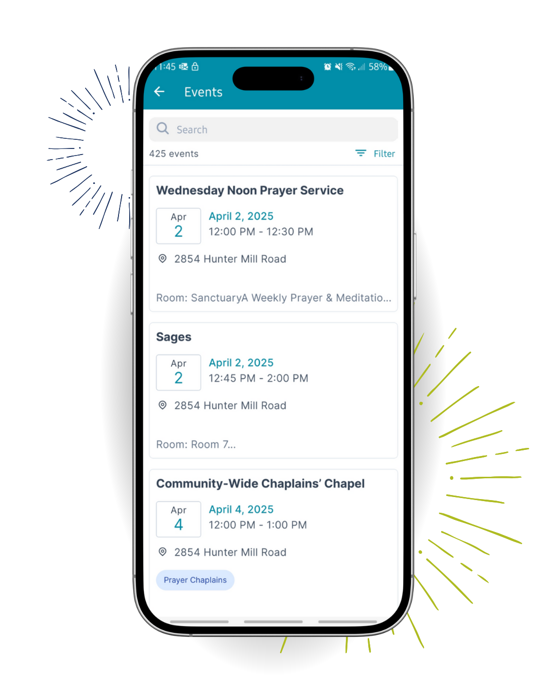 events screen