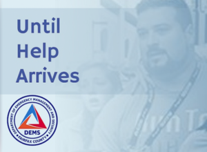 Text reads “Until Help Arrives” above the logo for the Fairfax County Department of Emergency Management Services